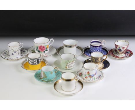 Collection of 39 cups &amp; saucers, mainly 20th century, to include Royal Albert 'Safari', Sevres, Salisbury, Spode 'Canterb