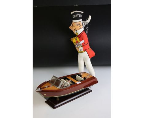 Wooden Model of a Cruiser Boat with figure, 37cm long together with a Cloth ' Sunny Jim ' Wheat Flakes Doll, 42cm high 