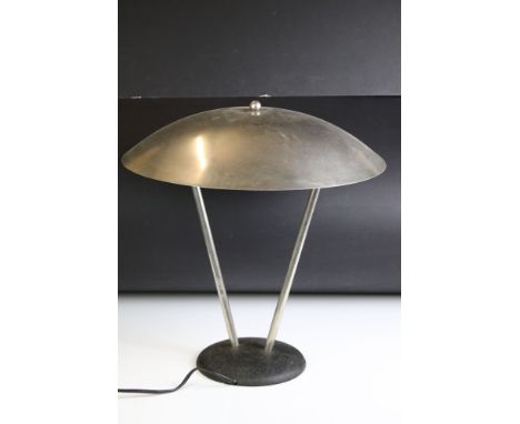 Chrome ' UFO ' design Table Lamp, approximately 43cm high 
