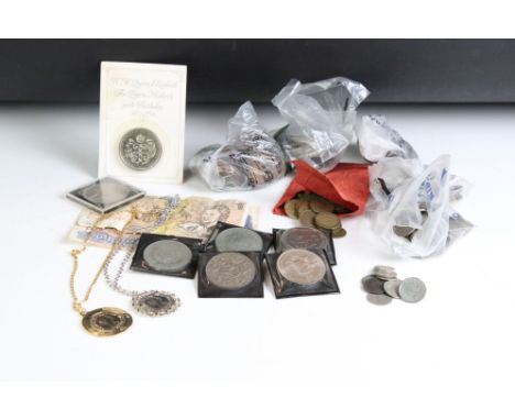 A collection of mainly British pre decimal coins to include silver examples. 