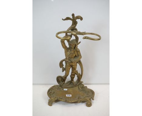 Brass Figural Stick Stand in the Rococo manner, 33cm wide x 58cm high 