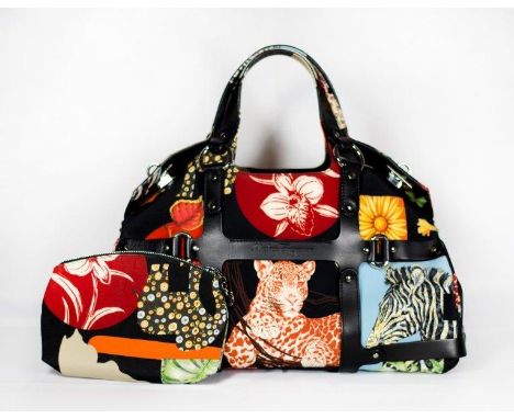 A lady's Salvatore Ferragamo jungle print handbag and matching purse, complete with dust bag