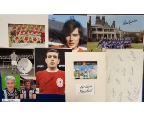 Football autographs, a mixed selection of signed items on various items inc. Mark Hughes on promotional card, Monte Fresco Ce