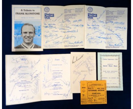 Football autographs etc, Chelsea FC, a selection of items, 3 Chelsea Supporters Club Annual Dinner & Dance Menu cards, 13 Jan