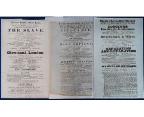 Entertainment, London Playbills 12 items dating from 1814-1833 from Drury Lane (8), Covent Garden (2), and Haymarket (2). Act