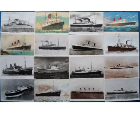 Postcards, Shipping, 30+ cards depicting merchant ships and liners to include Lusitania, RMS Viking, Olympic, Rangitata, Manx