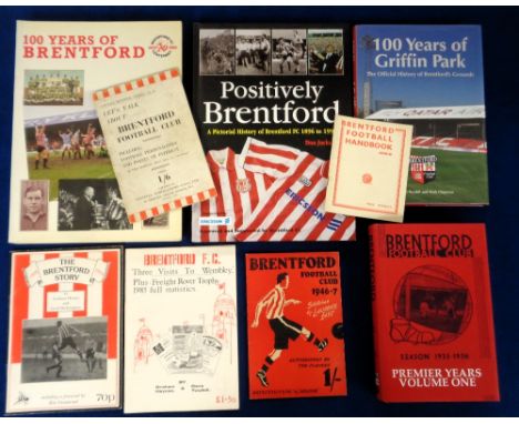 Brentford FC, a collection of nine books and booklets including 'Let's Talk About Brentford Football Club Football Handbook S