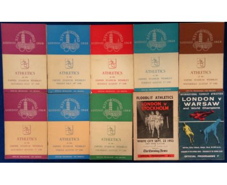 Olympics, 1948, a collection of eight daily Athletics Programmes from the London 1948 Games, 30th &amp; 31 July and 2nd to 7t