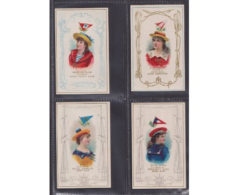 Cigarette cards, USA, Duke's, Yacht Colors of The World, 'X' size, 4 cards, Kate Vaughan American Canoe Association, Gracie S