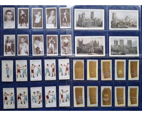 Cigarette cards, Churchman, 7 sets, Boxing, Boxing Personalities, Cathedrals & Churches (XL size), Army Badges of Rank, Air R