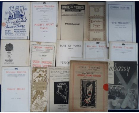 Entertainment, London Theatre Programmes, 260 programmes from circa 1880s to 1930s.Theatres include Adelphi, Comedy, Criterio