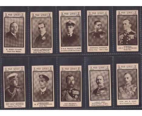 Trade cards, War Portraits, 10 cards, all different numbers, each card issued by a different manufacturer, Tetley, Clure, Der