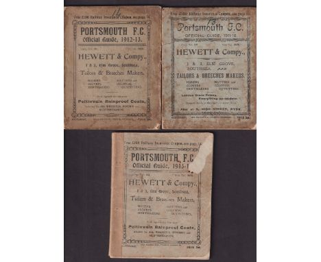 Portsmouth FC, Three Official Guides, 1911/12, 1912/13 &amp; 1913/14, each one featuring a comprehensive record of Club resul