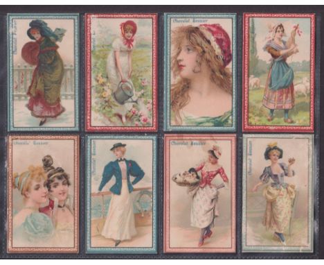 Trade cards, France, Chocolat Besnier, 20 early cards including Beauties M sized (14), 4 XXL shaped embossed cards with just 