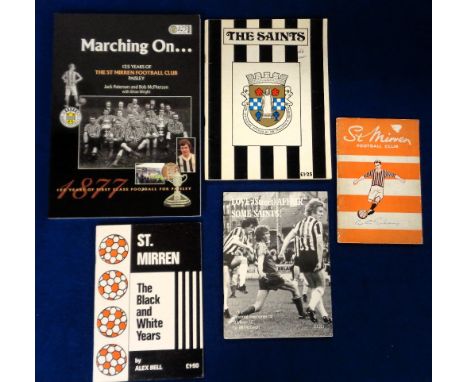 St Mirren FC, a collection of 5 books and booklets, 'The History of the St Mirren Football Club' by R M Connell, signed by Au
