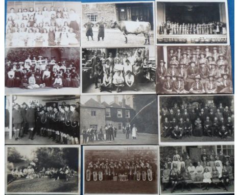 Postcards, Northants, Social History, RPs and printed to include Girl Guides, Boy Scouts, fire fighting, agriculture, Spencer