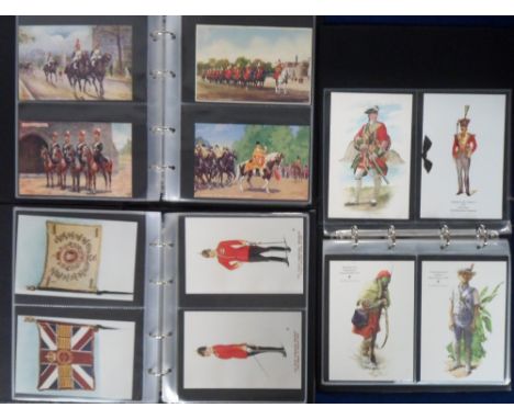 Postcards, Military, a collection of approx. 155 mixed military cards in 3 modern albums, with approx. 105 modern and 50 vint