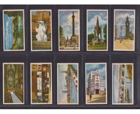 Trade cards, 5 sets, Lyons Views of London, Typhoo Animal Offence & Defence, Lyons Famous People (includes Walt Disney), Prim