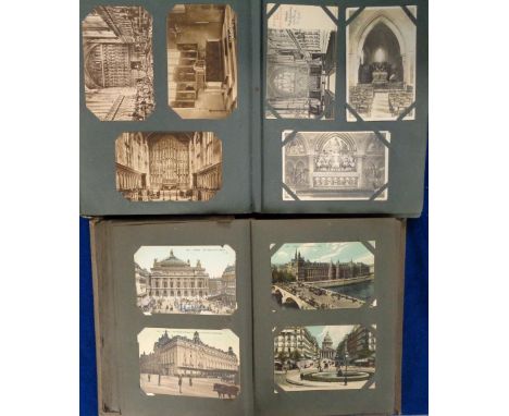 Postcards, a mixed collection of approx. 880 foreign and UK cards in 4 vintage albums inc. French topographical and war damag