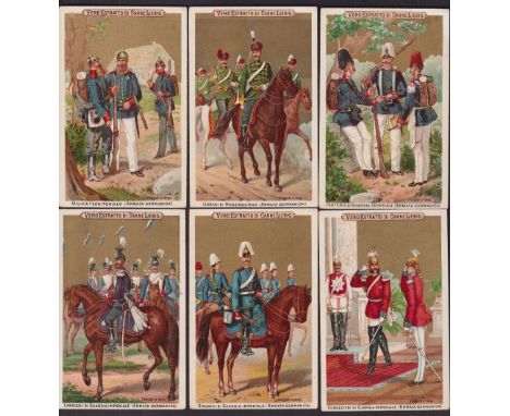 Trade cards, Liebig, German Army Uniforms I, ref S125, Italian edition (set, 6 cards) (gd) 
