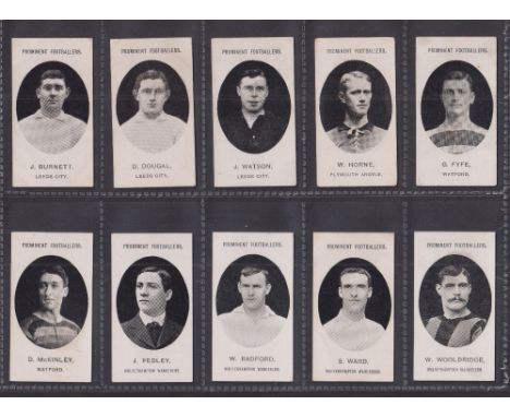 Cigarette cards, Taddy, Prominent Footballers (With Footnote), ten cards, J. Burnett, D. Dougal & J. Watson all Leeds City, W