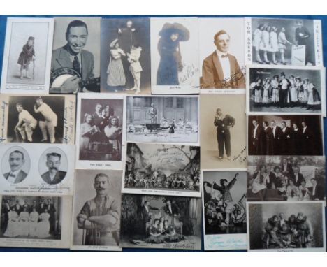 Postcards, Entertainment, a selection of approx. 47 cards mostly early 20th C. Includes Wee Georgie Beck, George Formby, Jama