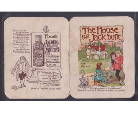 Trade card advertising booklet, Pascall's 6 Page Advertising Story Booklet The House that Jack Built. When closed, measures 1
