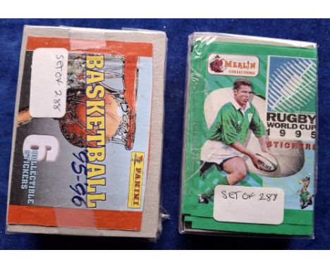 Trade Stickers, 2 sets Panini Basketball 95-6 & Merlin Rugby World Cup 1995 (288 stickers in each set) (all with original bac