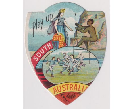 Trade card, Baines, Rugby, shield shaped card 'Play Up Australia' (vg) (1)