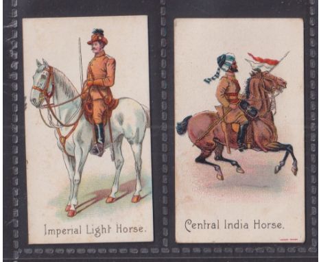 Cigarette cards, R Mason & Co, Colonial Troops, 2 type cards 'Imperial Light Horse' & 'Central India Horse' (just about gd)