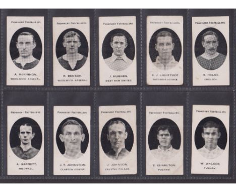 Cigarette cards, Taddy, Prominent Footballers (London Mixture), ten cards, A. McKinnon & R. Benson both Woolwich Arsenal, J. 