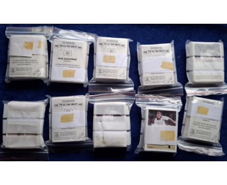 Trade stickers, Football, Panini The All Time Greats 1920 to 1990, 10 sets of 80 stickers (all complete) includes Dixie Dean 