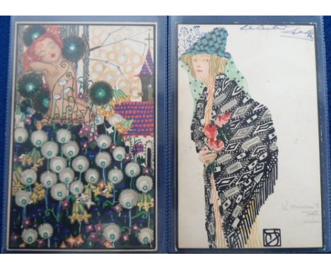 Postcards, Glamour, 2 scarce glamour cards published by Wiener Werkstatte, nos. 757 and 733, illustrated by Susi Singer, both