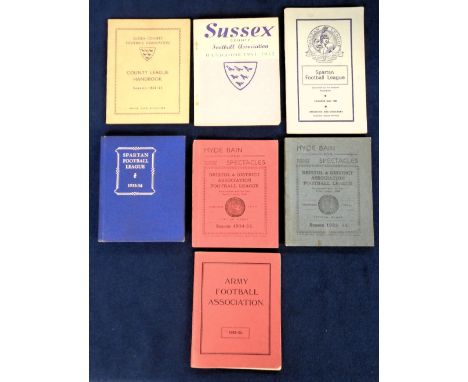 Football handbooks, a selection of 7 handbooks, Army Football Association 1932/33, Bristol &amp; District Association Footbal