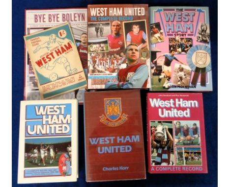 West Ham Utd, a collection of 7 books and booklets, inc. 'Famous Football Clubs Official History of West Ham United' by Reg G
