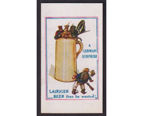 Cigarette card, T Spalton, Army Pictures, Cartoons etc, type card, 'A German Surprise LA(R)GER BEER that he wanted' (gd) (1)