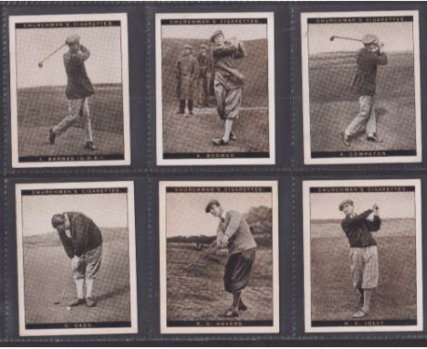 Cigarette cards, Churchman Famous Golfers 2nd Series large size (set 12 cards) including Tom Morris (light toning on back on 