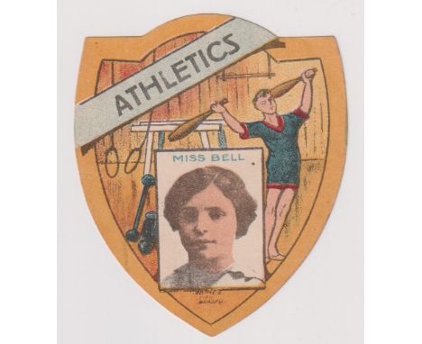 Trade card, Baines, Athletics, shield shaped card with 'Miss Bell' inset (vg) (1) 