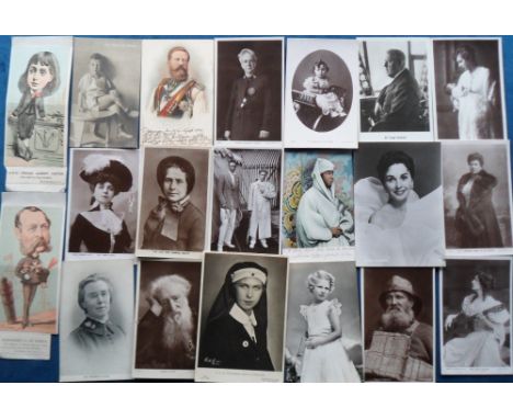 Postcards, Personalities, 60+ cards to include Royalty (German, UK, Europe) Salvation Army (Bramwell Booth etc.), Tennis cham