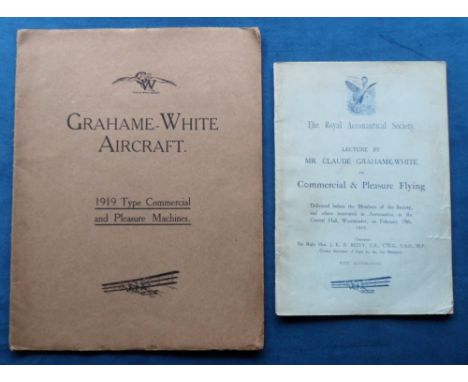 Aviation, Grahame-White Aircraft, 2 publications to comprise 'Grahame-White Aircraft 1919 Type Commercial and Pleasure Machin