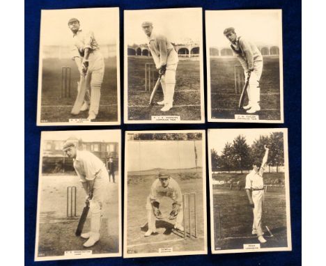 Cigarette cards, Phillips, Cricketers (Premium Issue), 'P' size, six cards, 1c T.J.E. Andrews Australian Team, 6c J.M. Taylor