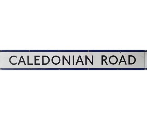 1950/60s London Underground enamel PLATFORM FRIEZE PANEL from Caledonian Road station on the Piccadilly Line. Measures 65" x 
