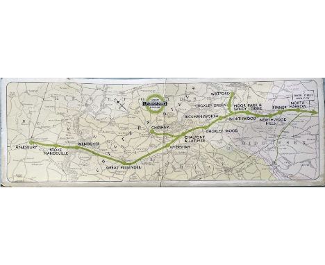 1937 London Underground Metropolitan Line CAR DIAGRAM (map) for compartment stock showing the lines to Watford, Chesham and A