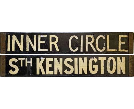 London Underground Q/CO/CP-Stock DESTINATION PLATE Inner Circle/Sth Kensington on the District/Circle Lines. Double-sided, re