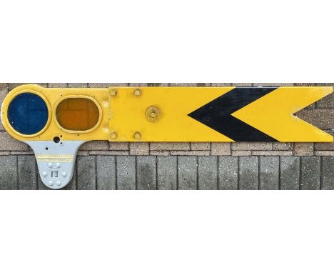 British Railways (Southern Region) enamel DISTANT SIGNAL ARM, complete with spectacle and labelled "Wimbledon, Haydons Park, 