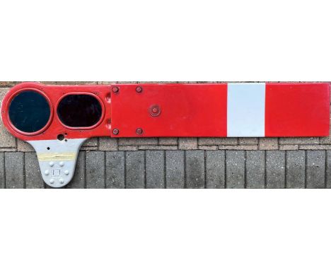 British Railways (Southern Region) enamel HOME SIGNAL ARM, complete with spectacle and labelled "Wimbledon, Haydons Park, Too