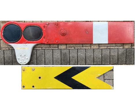 Pair of British Railways enamel SIGNAL ARMS, the first is a home signal complete with spectacle and labelled 'Addiscombe', su