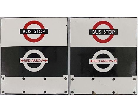London Transport enamel BUS &amp; RED ARROW STOP FLAG. These were used from the late 1960s until the early 1970s after which 