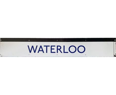 London Underground enamel PLATFORM FRIEZE PANEL from the Northern Line platforms at Waterloo Station. Measures 61" x 10" (154