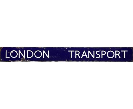 c1950s British Railways (Eastern Region) enamel HEADER PLATE 'LONDON TRANSPORT' thought to be from one of the stations on the